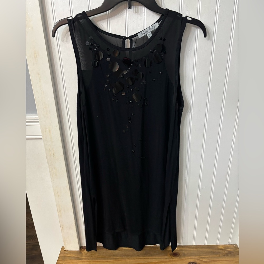 Olivia Sky Black Dress with Sequin Accents